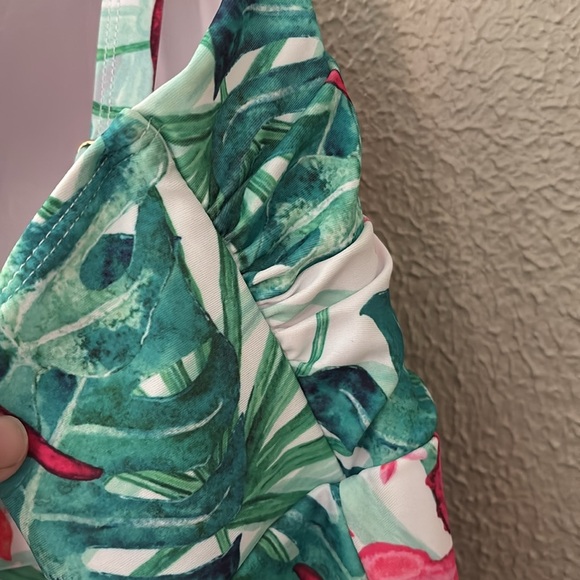 Womens Plus Size NICOLE MILLER PLUS FLYAWAY SWIMDRESS ONE PIECE Tropical 3XWhite - Picture 9 of 11